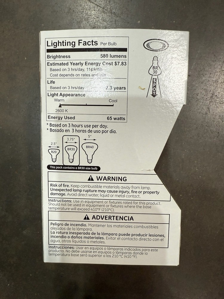 3 GE 65 WattBR30 Indoor Spot Lights Soft White