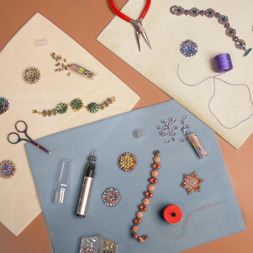 Beading Mats Set – Double-Sided Stringing Work Mats, 3-Pack, 11"x14" Each, Wa...