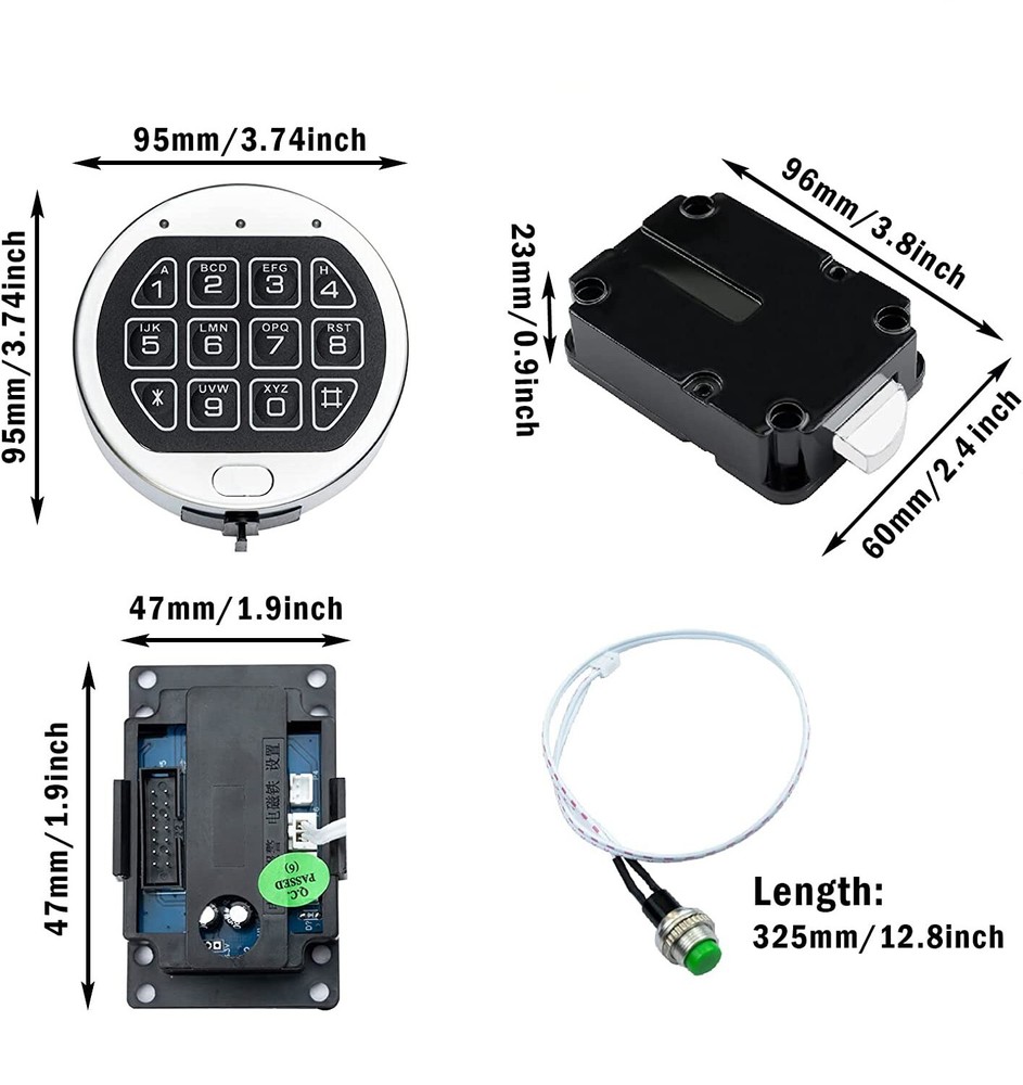 Gun Safe Lock Replacement Chrome Keypad Electronic Safe Lock with Swing Bolt