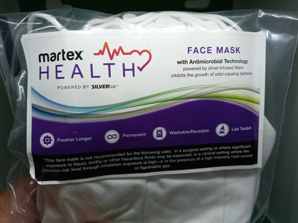 10 Pack Martex Health Face Mask with SILVERbac Technology Solid White (SEALED)