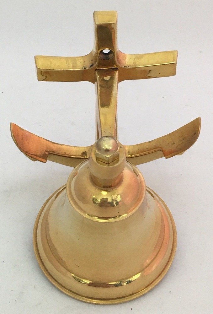 Vintage Solid Brass Anchor Bell Wall Mount Nautical Ship Decor Boat Ship Yacht