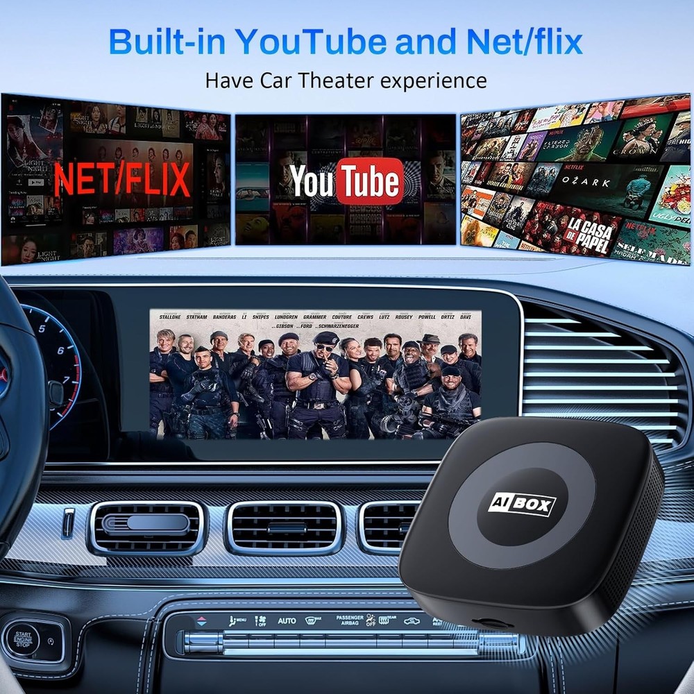 Wireless Auto Supports Carplay Adapter Video Entertainment for iPhone & Android