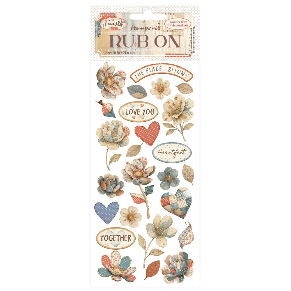 Stamperia - FAMILY - PATCHWORK FLOWERS - RUB ON - 4" x 8.5"