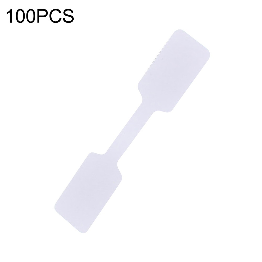 100x White Square Head Adhesive Price Label Tags with Hanging String uu