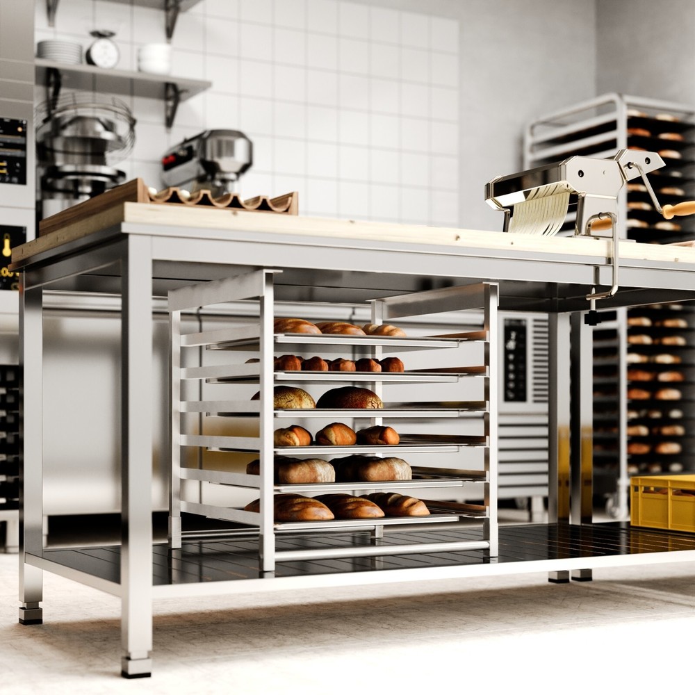 Under Table-Mounted Aluminum 6 Tier Sheet Pan / Bun Pan Rack. NSF