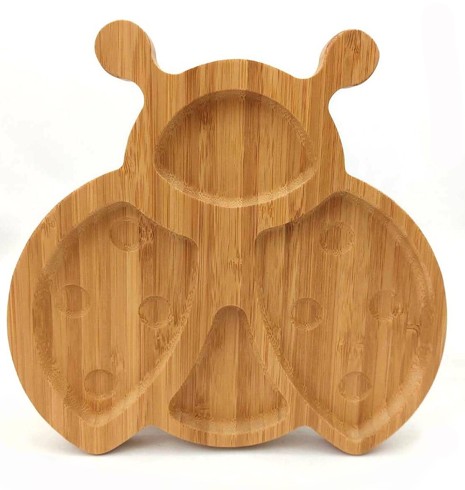 2 Pcs Bamboo Food Ladybug Shaped Plate for Snacks Appetizer 4916x2