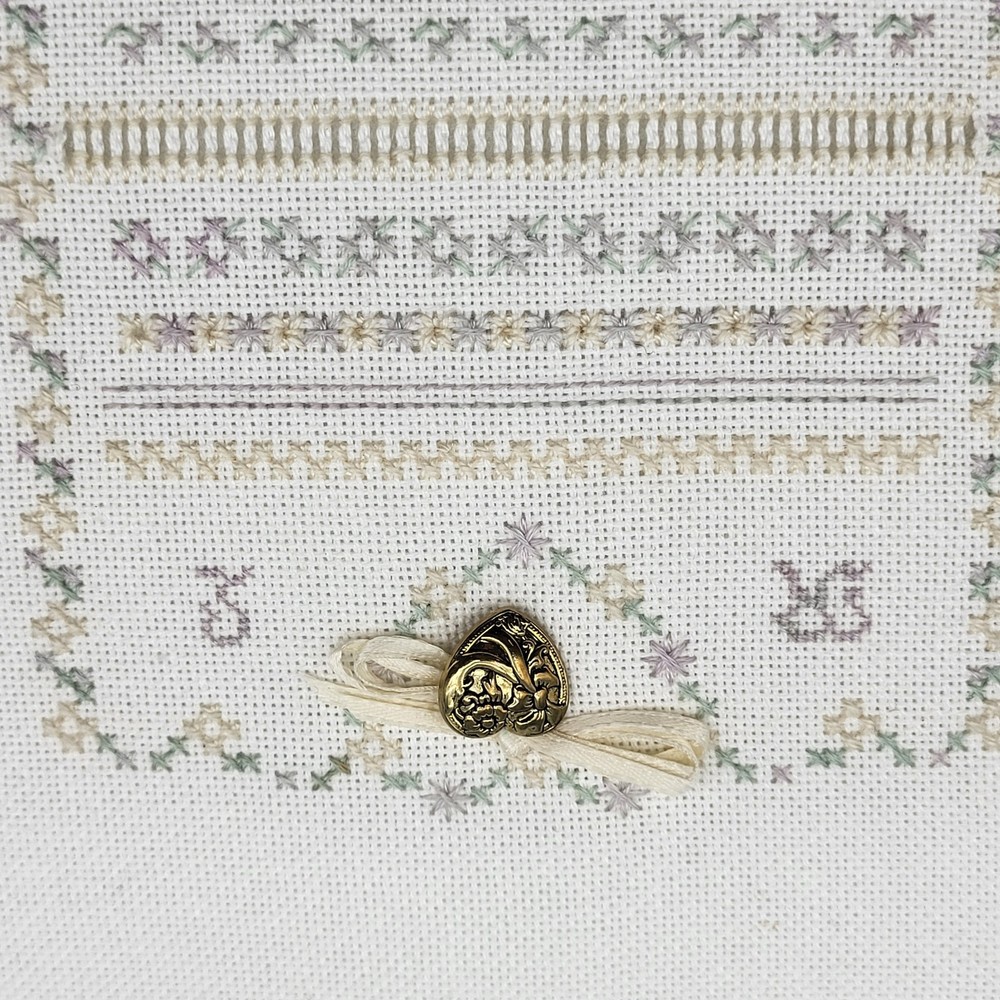 Lovely Vintage Cross stitch Sampler completed decor