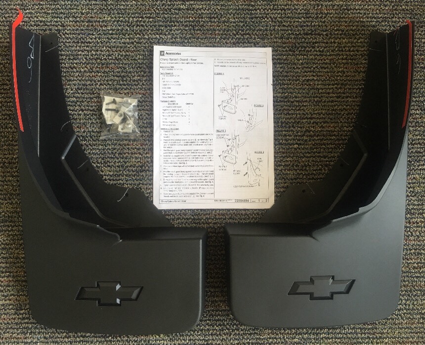 2014-2018 Chevrolet Silverado Front & Rear Molded Splash Guard Pkg Black Grained