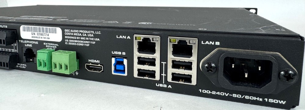 QSC Q-SYS Core 110f USB/Flex Channel Rack Mountable Digital Signal Processor
