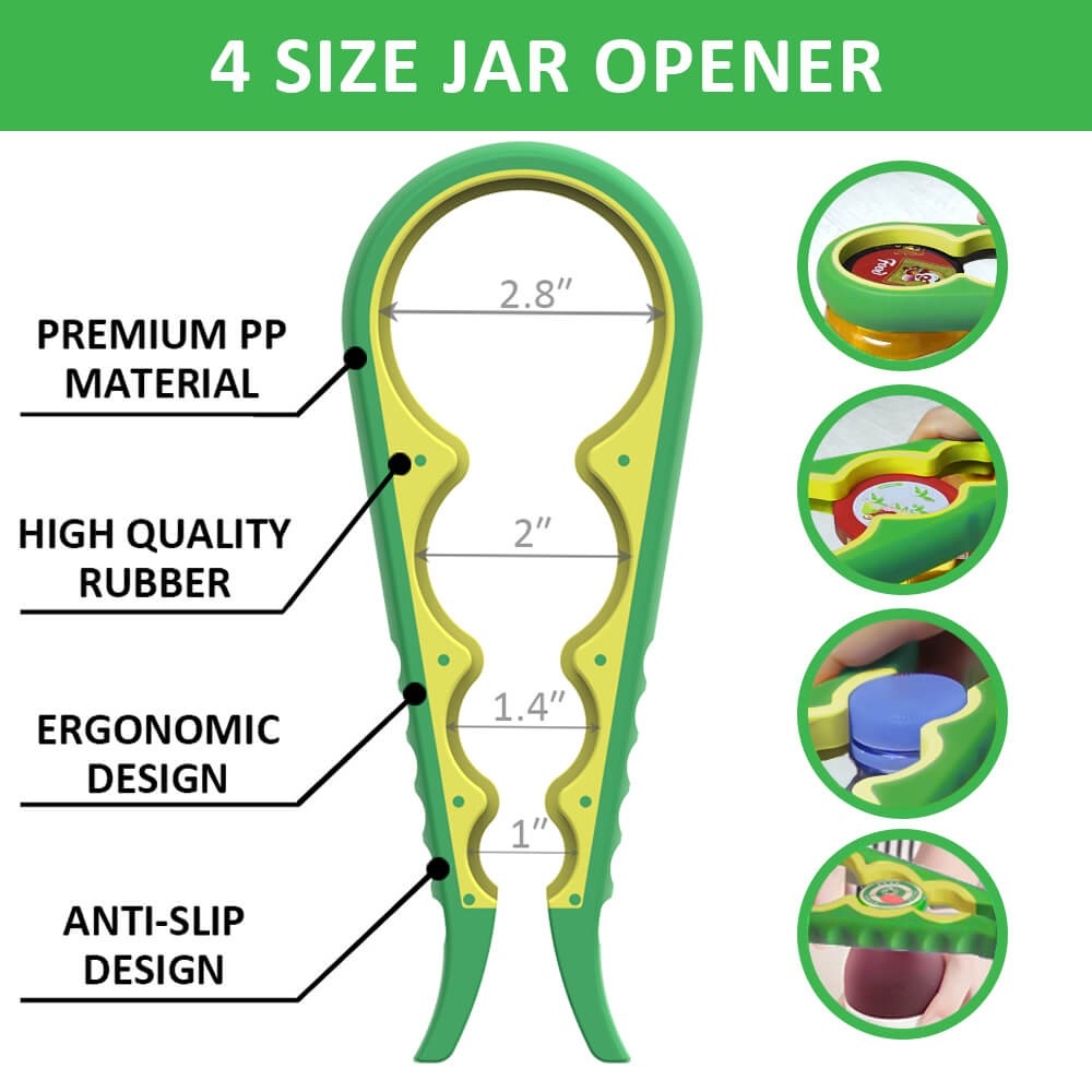 Lid Jar Opener for Weak Hands Rubber Jar Gripper Multi Function Bottle Opener US