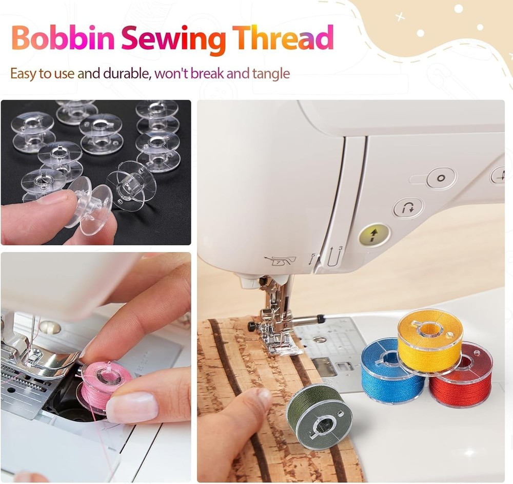 Sewing Bobbins Set 210 pcs Polyester Assorted Colors for Machine Repair