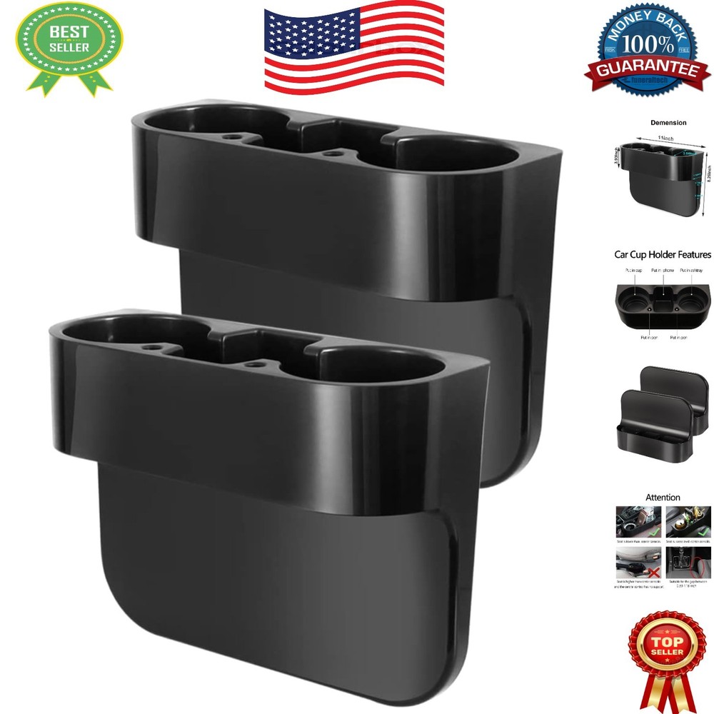 Multifunctional 2-Pack Car Seat Cup Holders - Space-Saving & Easy Installation