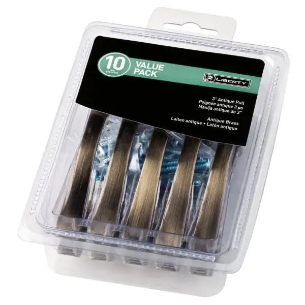(10-Pack) 3" Rockefeller Pull Antique Brass