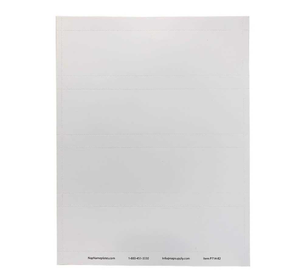 20-Pack Perforated Nameplate Inserts: 8" x 2" Size. 8" x 2" White