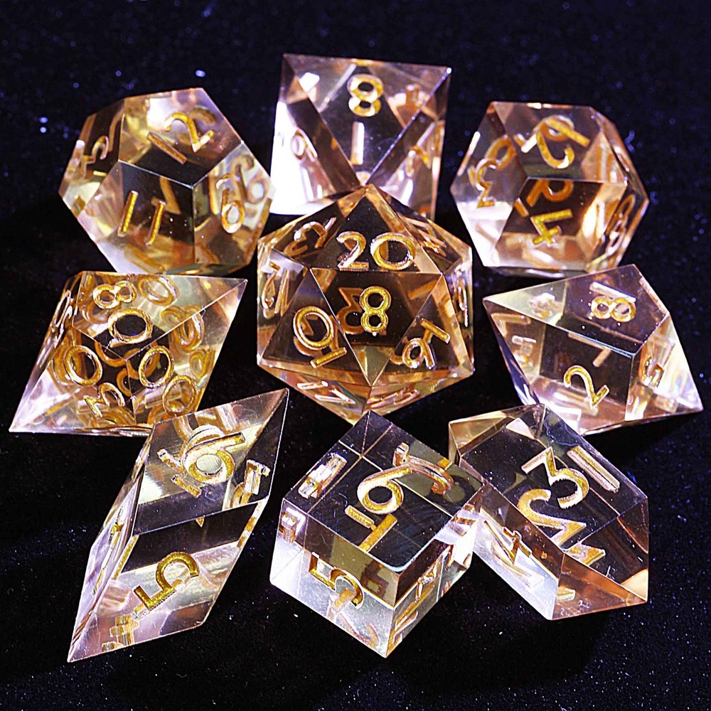 9 Polyhedral Resin Dice Set DD Solid Caramel for Dungeons Dragons RPG