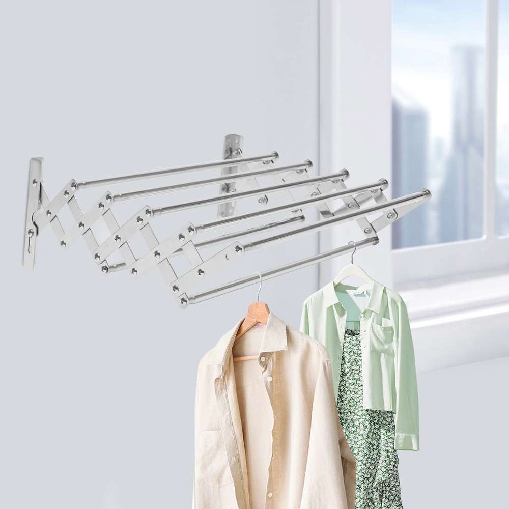 Laundry Hanger Wall-Mounted Expandable Folding Clothes Drying Towel Rack
