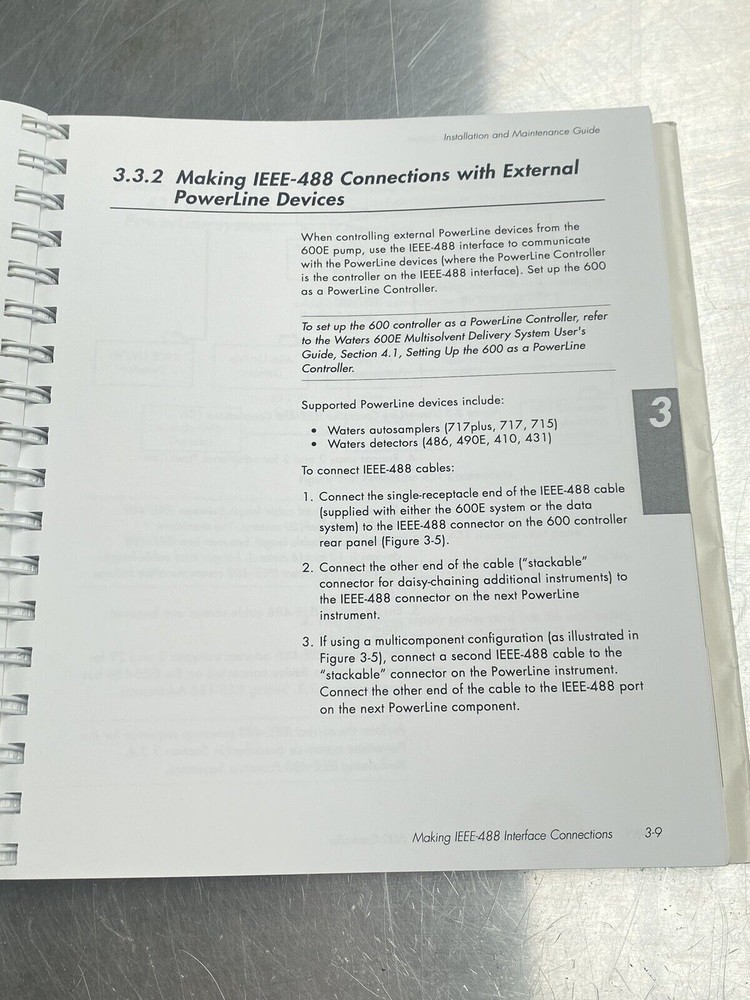 Millipore Waters 600e Multisolvent Delivery System - Users Manual /Instructions