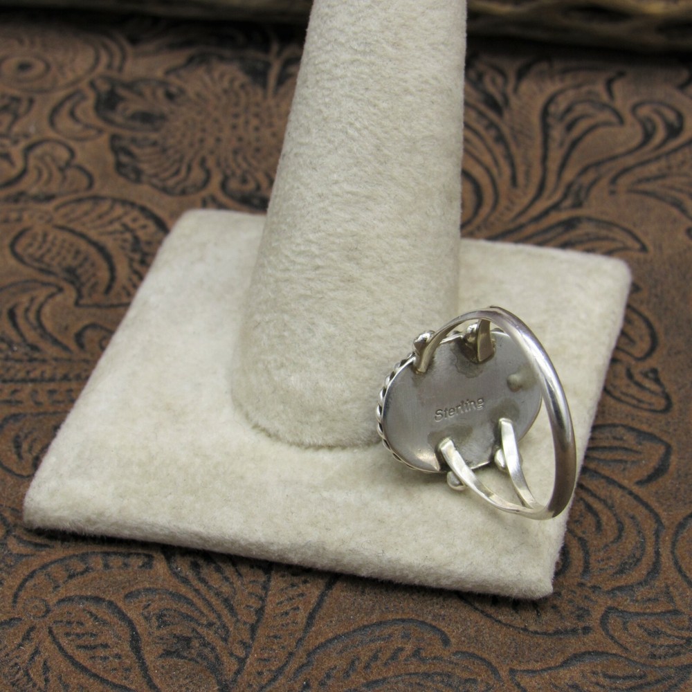 *Sterling Silver and Oval Lapis Ring Size 8.25