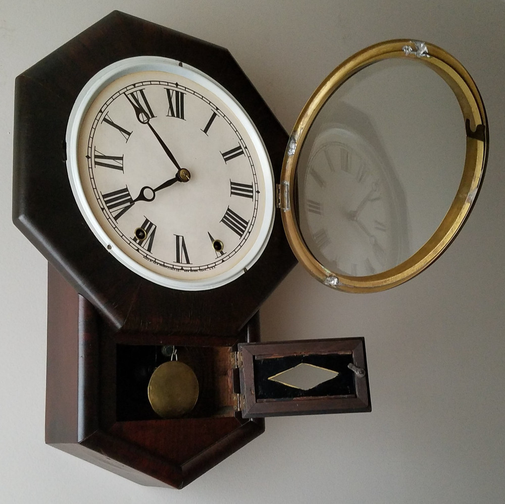 Antique New Haven Regulator Wall Clock 8-Day, Time/Strike, Key-wind