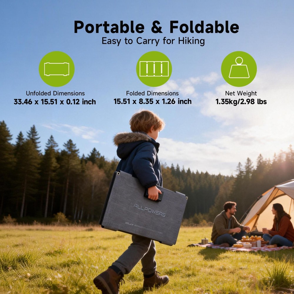 ALLPOWERS Portable Solar Panel 60W Foldable Solar Panel Charger for Camping Trip