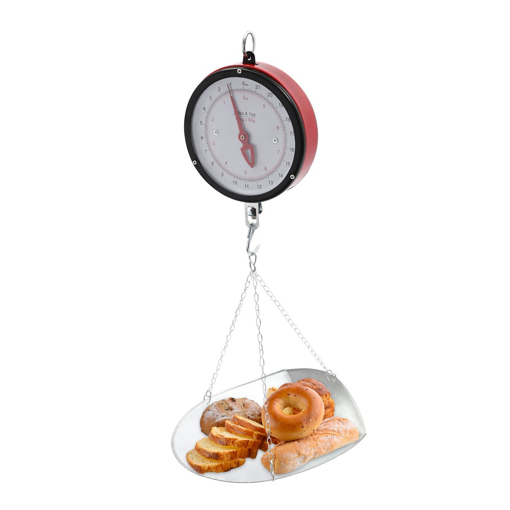 22LBS Double-Sided Dial Mechanical Hanging Scale with Scoop/Chain for Kitchen