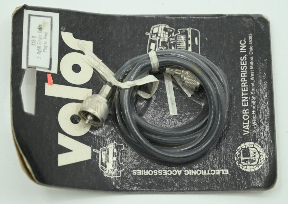 Vintage VALOR 3' RG58 Single Cable Plug to Plug Model 112-3