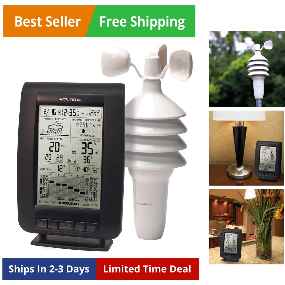 00A3 Wireless Weather Station with Wind Sensor, Black