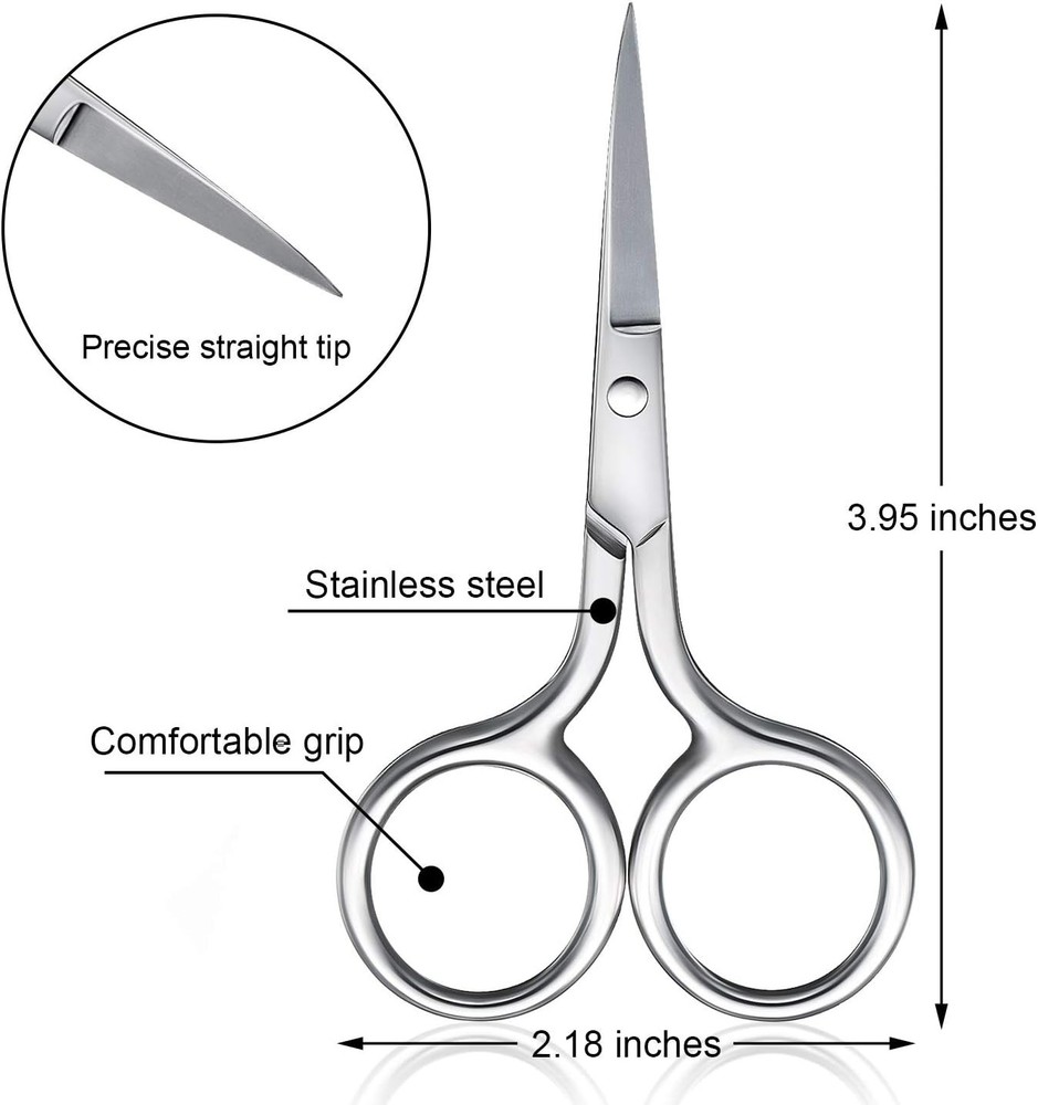 Grooming Essentials: 3 Pack Pointed Nose Scissors for Mustache & Beard Trimming