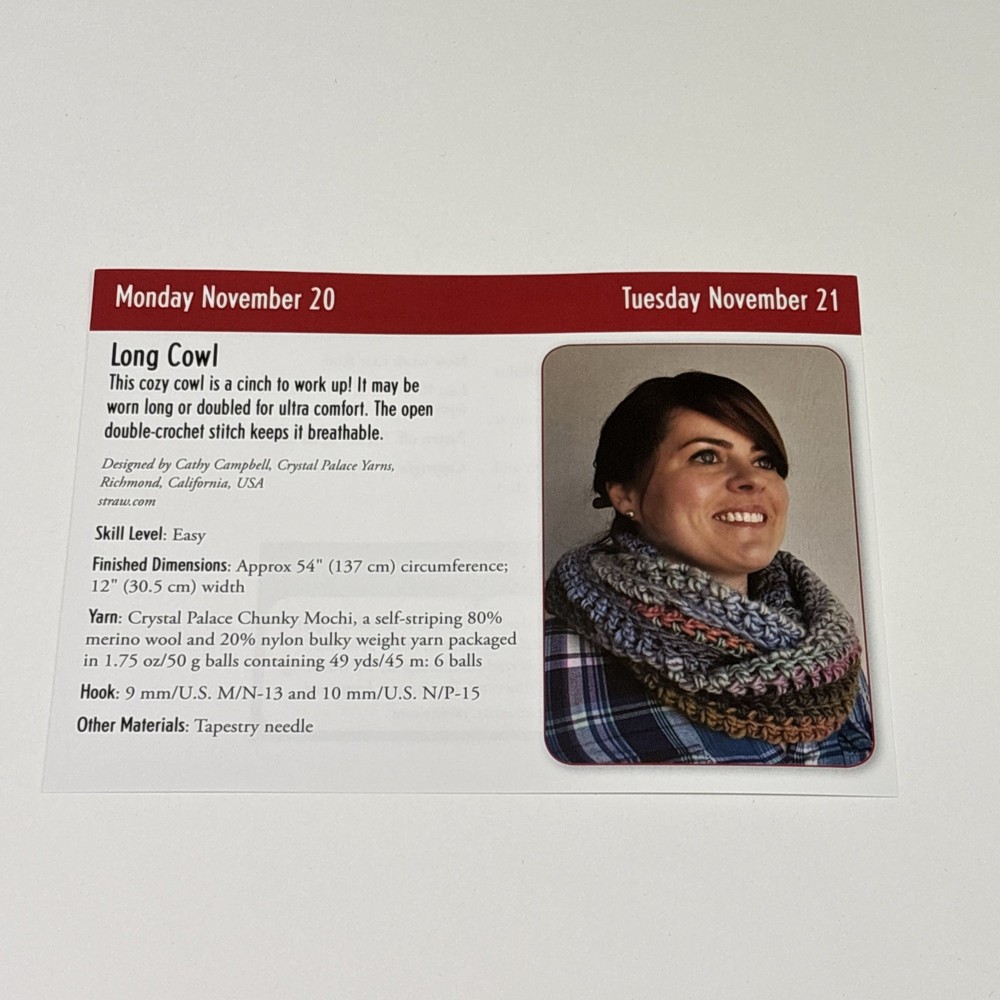 Long Cowl Crochet Pattern Card Page