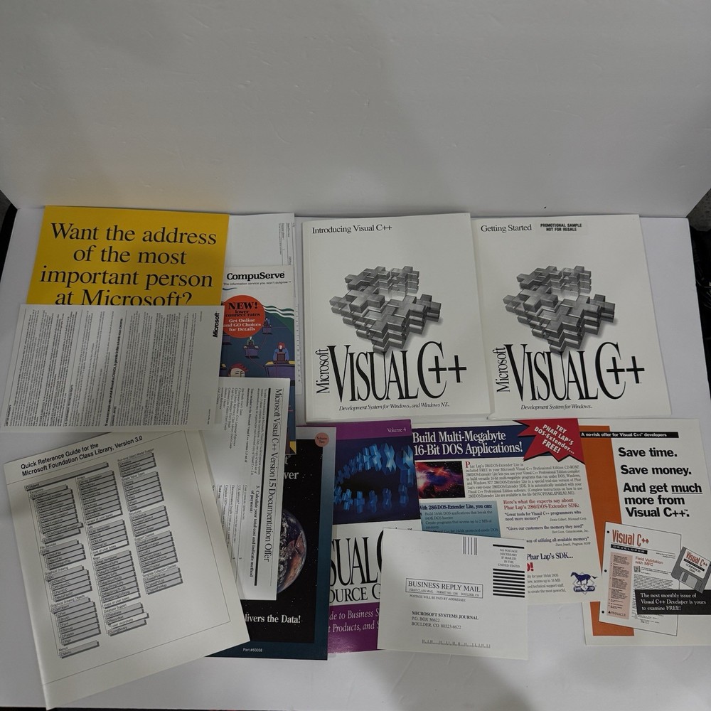 RARE Vintage Microsoft Dev Software Lot Visual Basic C++ FoxPro Promo NFR Box