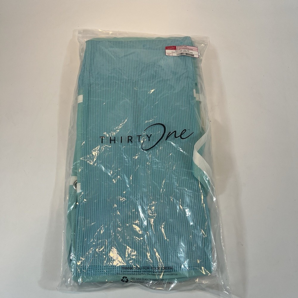 Thirty One Large Utility Tote Caribbean Blue Mesh
