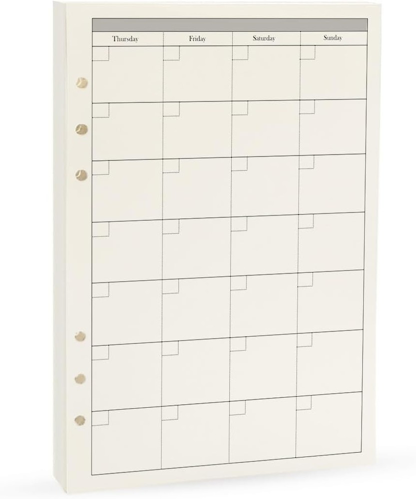 6 Ring Binder Refill, Undated A5 Planner Inserts, Monthly Planner Refill for ...