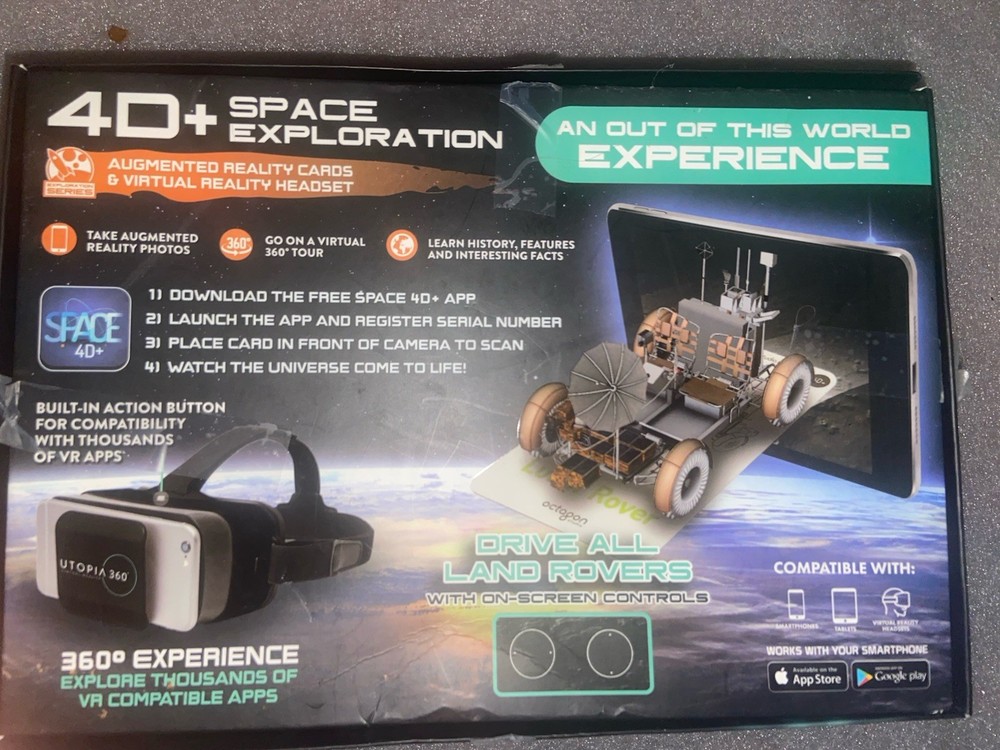 Utopia 360 4D+ Space Exploration VR Headset w/ 26 AR Cards STEM Set