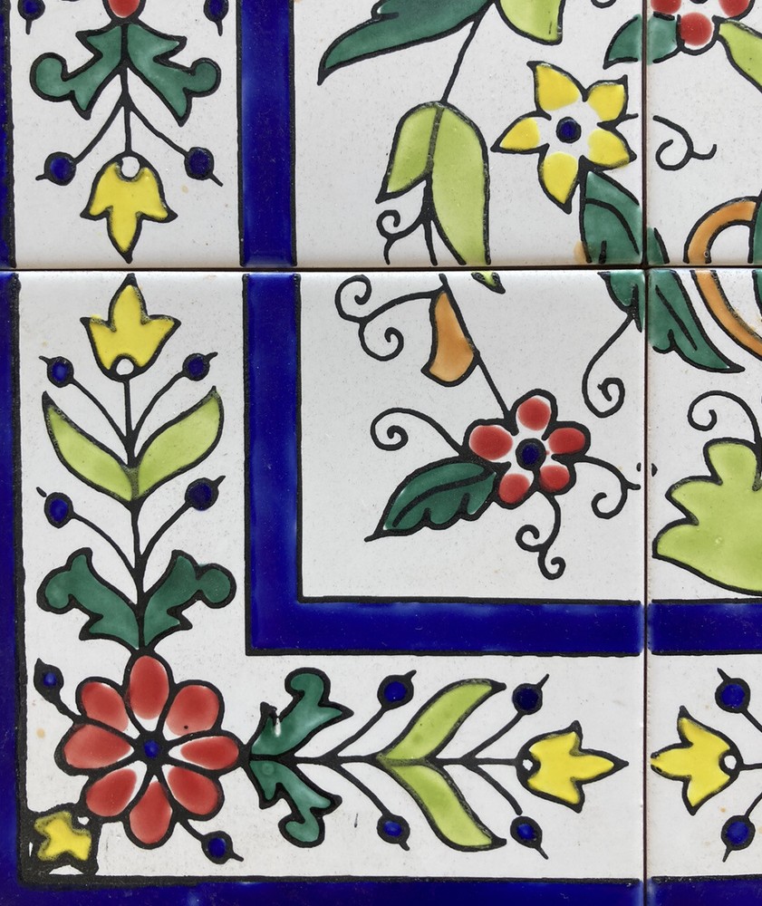 18" x 24" Ceramic Tile Mural Backsplash Art Wall Panel Hand Painted Vase Flowers