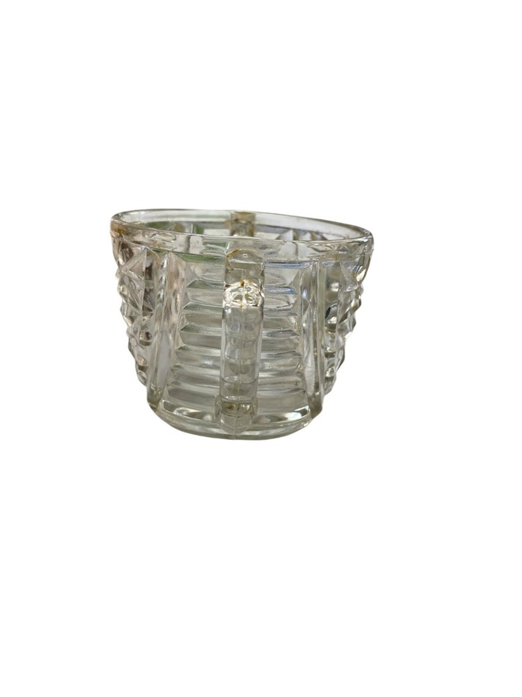Vintage Diamond Pattern Glass Creamer & Sugar Bowl Set