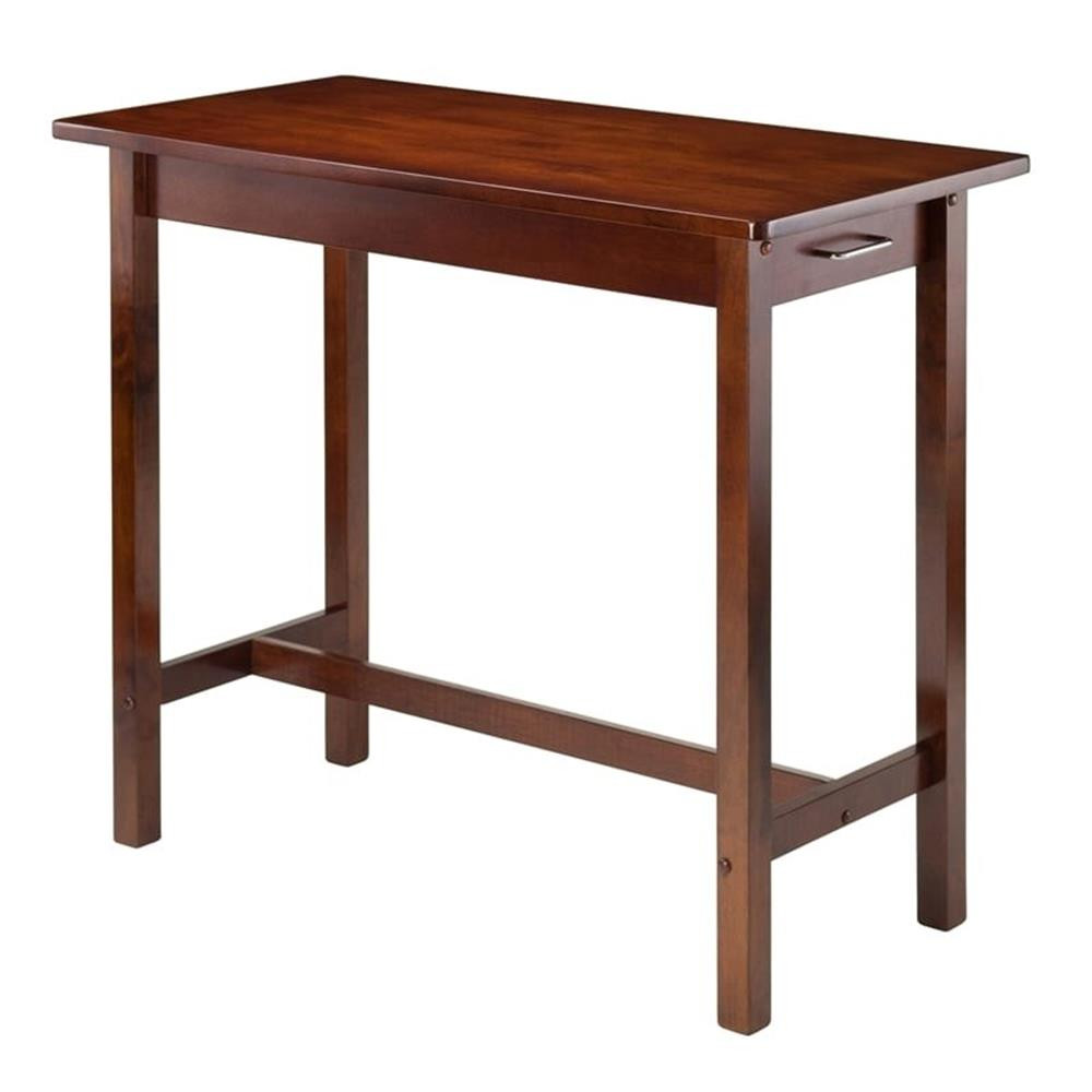 Pemberly Row 3-Piece Transitional Solid Wood Kitchen Island Dining Set in Walnut