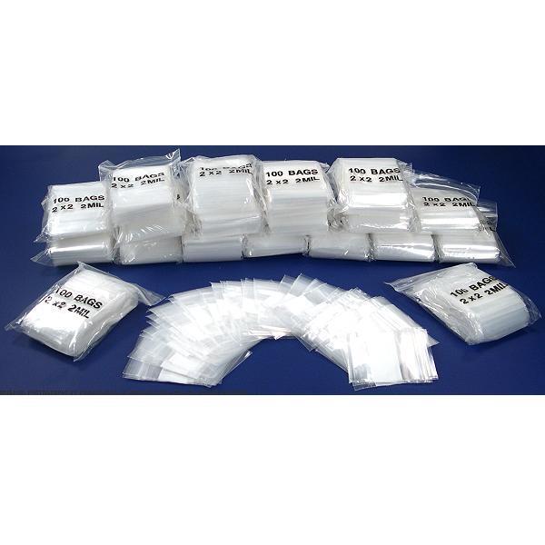 2000 White Block Resealable Plastic Bags 2" x 2"
