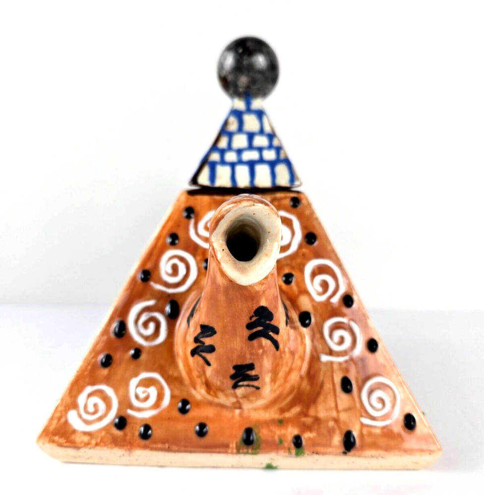 Handmade Ceramic Pyramid Teapot With Lid Multicolor/Decorative Use Only