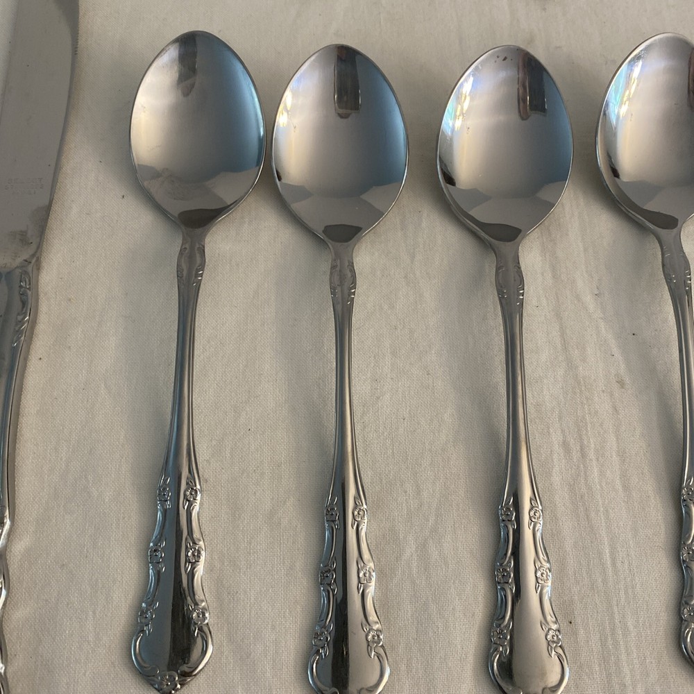 Select Stainless Flatware Korea Rose 20 Pieces Replacement Floral Flowers