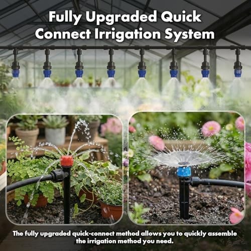 Drip Irrigation System 230FT Quick-Connect Drip Irrigation Kit with 1/4 inch 1/2