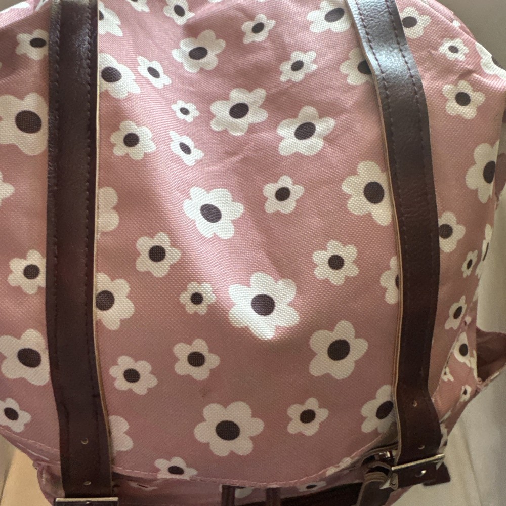 Large Pink And white Flowery Backpack.