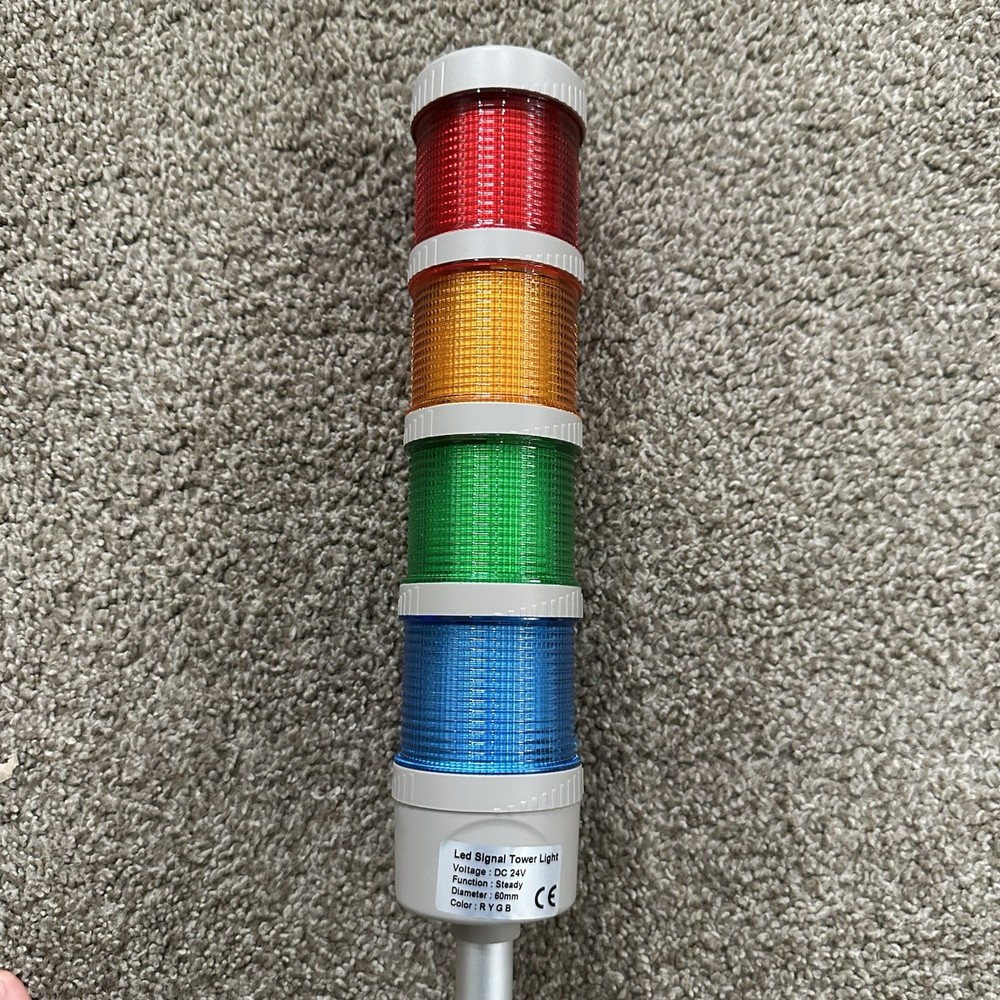 4 Stack LED Andon Tower Light (Red/Yellow/Green/Blue), IP65, Plug & Play