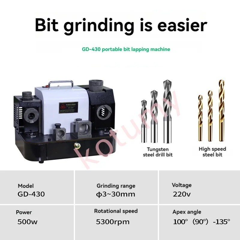 Electric Drill Bit Sharpener Grinder GD430 Twist Drill Milling Cutter Sharpener