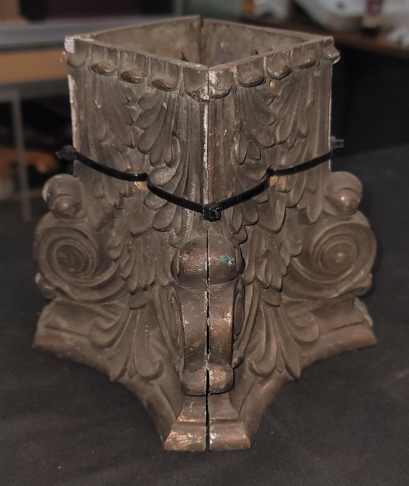 4 Piece Decorative Solid Bronze Column or Post Bracket 6" Sq. x 6 1/8" T GS00565