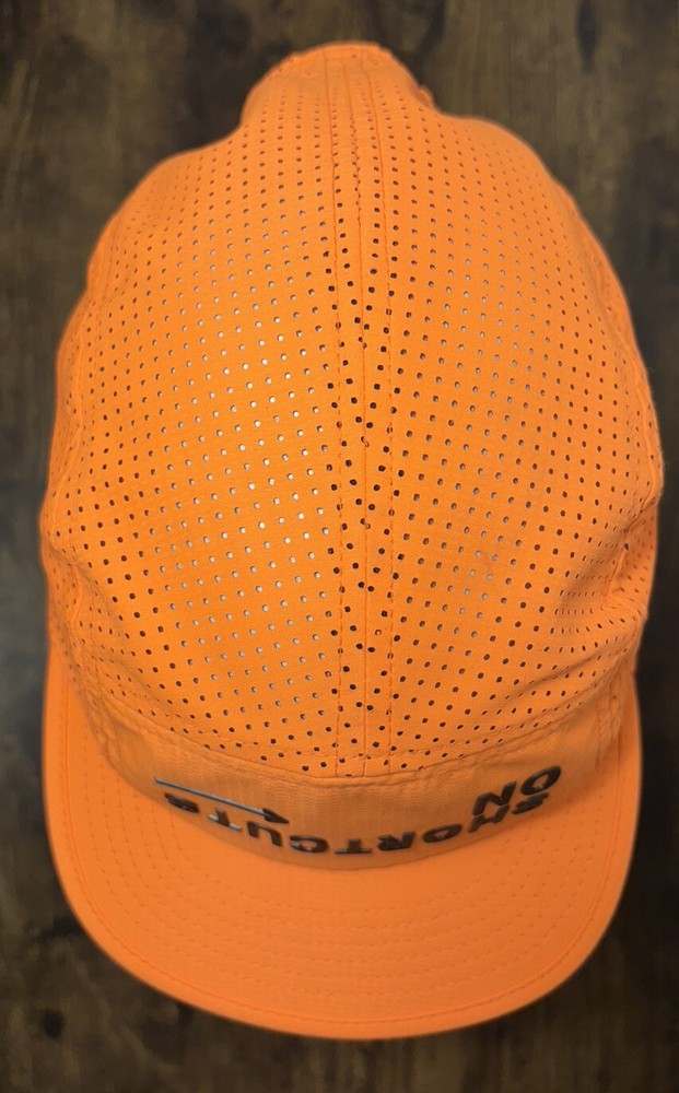 Rnnr Hat Cap Orange Strap Back No Shortcuts LASD24 Panel Tailwind Running Mesh