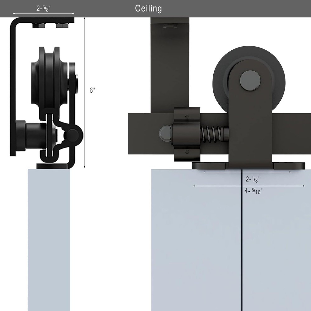 12FT Ceiling Mount Bracket Sliding Barn Door Hardware Kit ,Single Door T-shaped