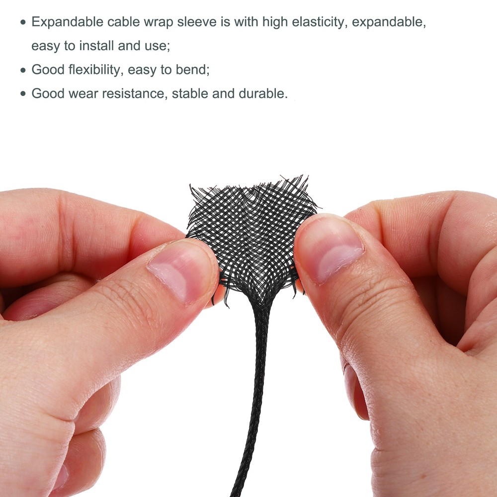 Expandable Sleeving 1/4-inch 100ft Cable Sleeve Black