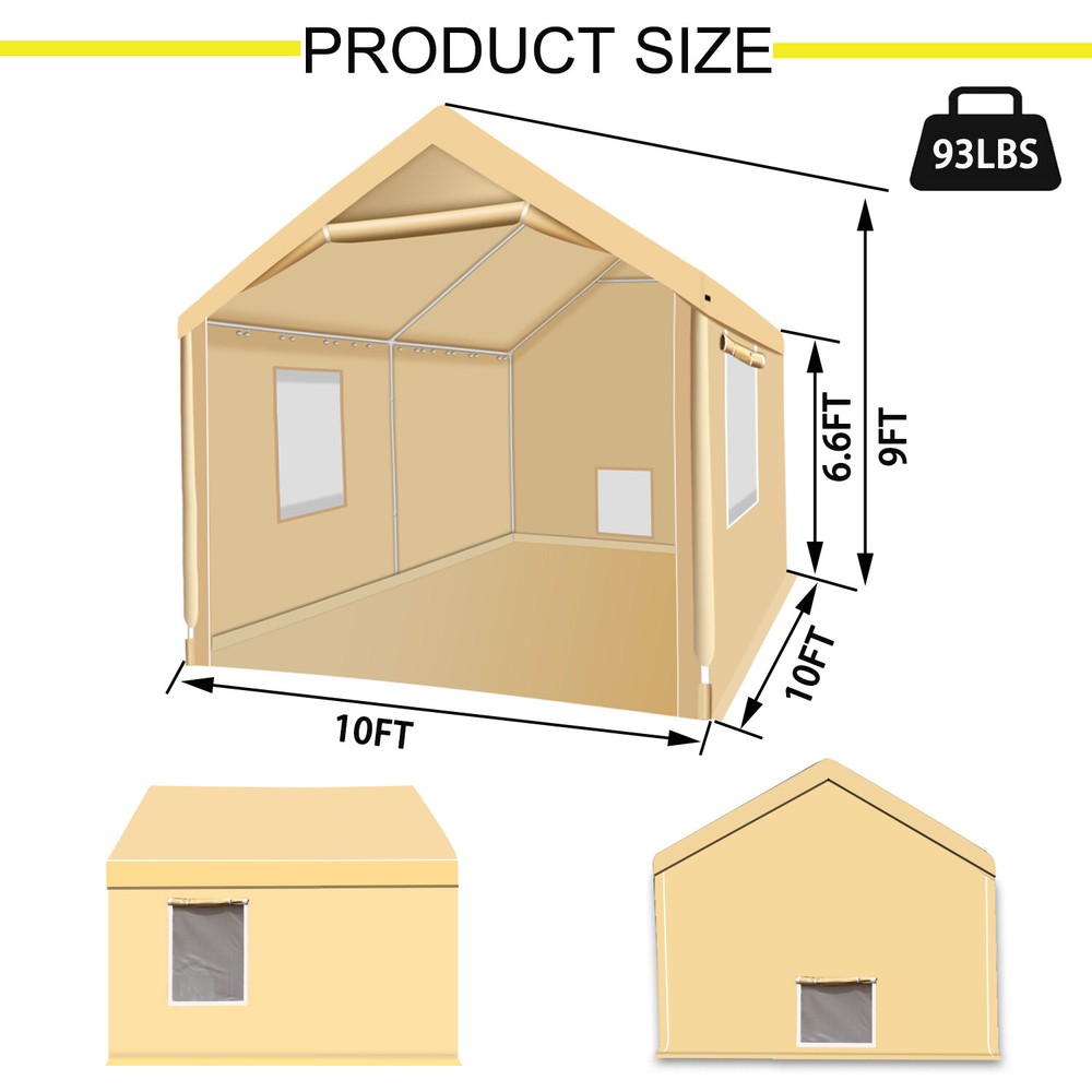 Rainproof Portable Paint Booth 10X10X9FT Spray Booth with Replaceable Floor