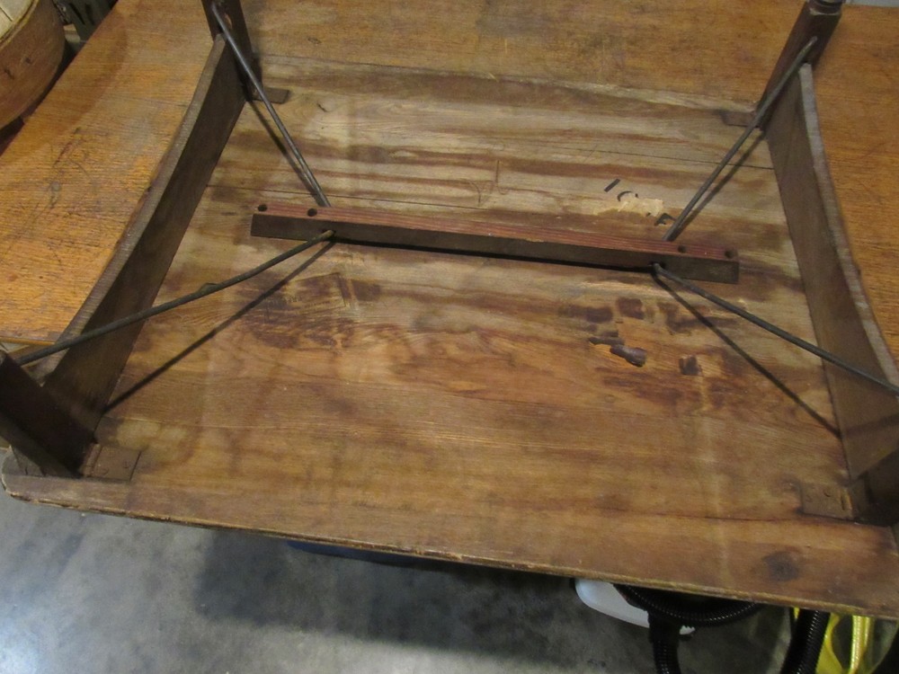 ANTIQUE ORIGINAL 1800's FOLDING CHESS CHECKERBOARD TABLE SOLID PLANK TOP