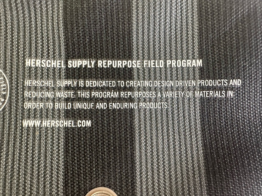 HERSCHEL Black Stripe Pencil Pen Case Repur Repurpose Pouch Backpack Accessory